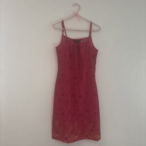 Womens Dress Sz 9 Lg Fairy Y2K Floral Cottage Peasant Pink Vacation Beachy Brunc